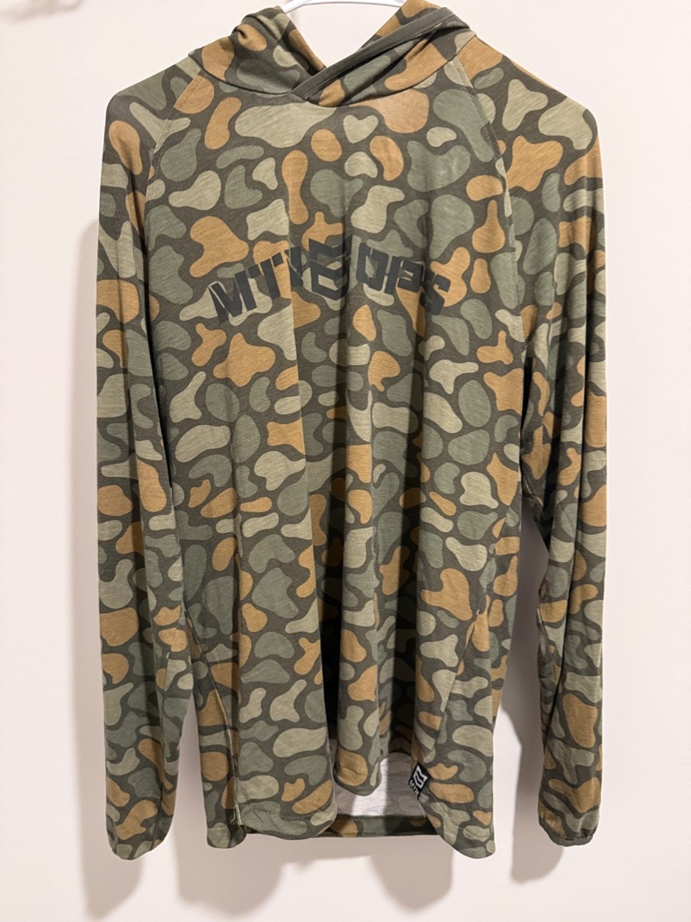 Camo Hooded Long-Sleeve Shirt - Olive/Tan by (no visible brand)